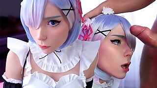 Kawaii Maid gives Deepthroat Boss Dick to Cum in Mouth POV